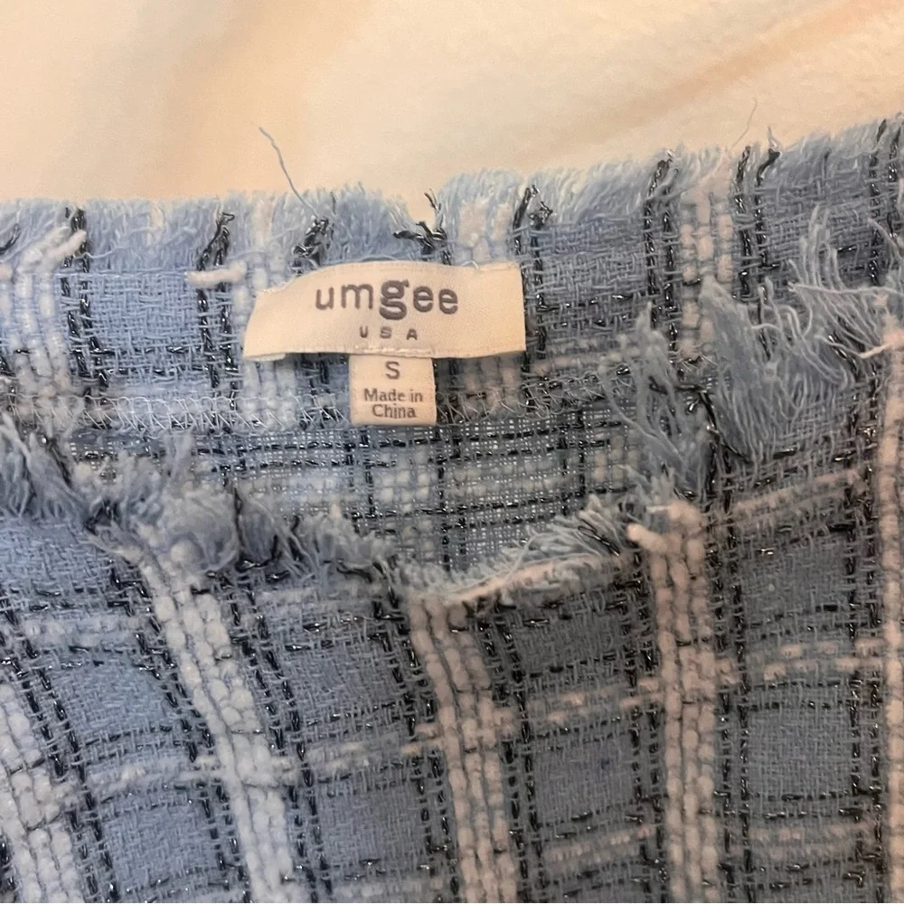 Umgee plaid tweed Dress spring preppy academia baby blue heritage